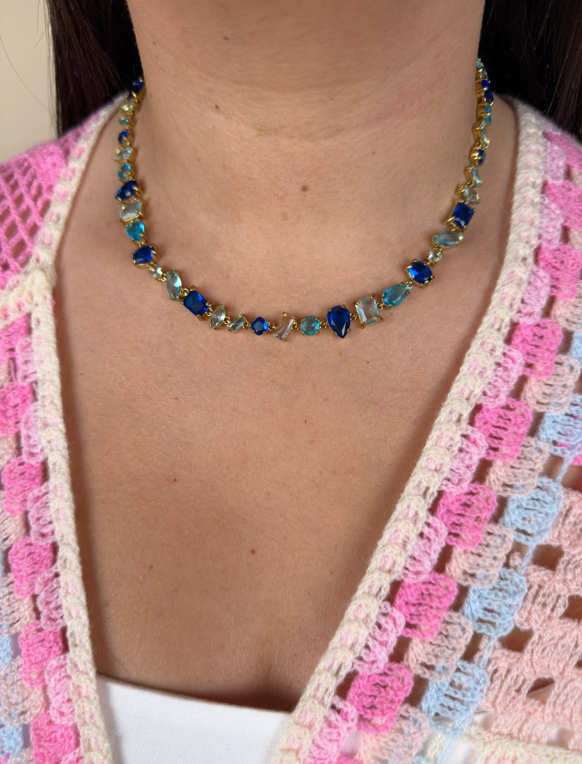 Collier Trésor bleu or