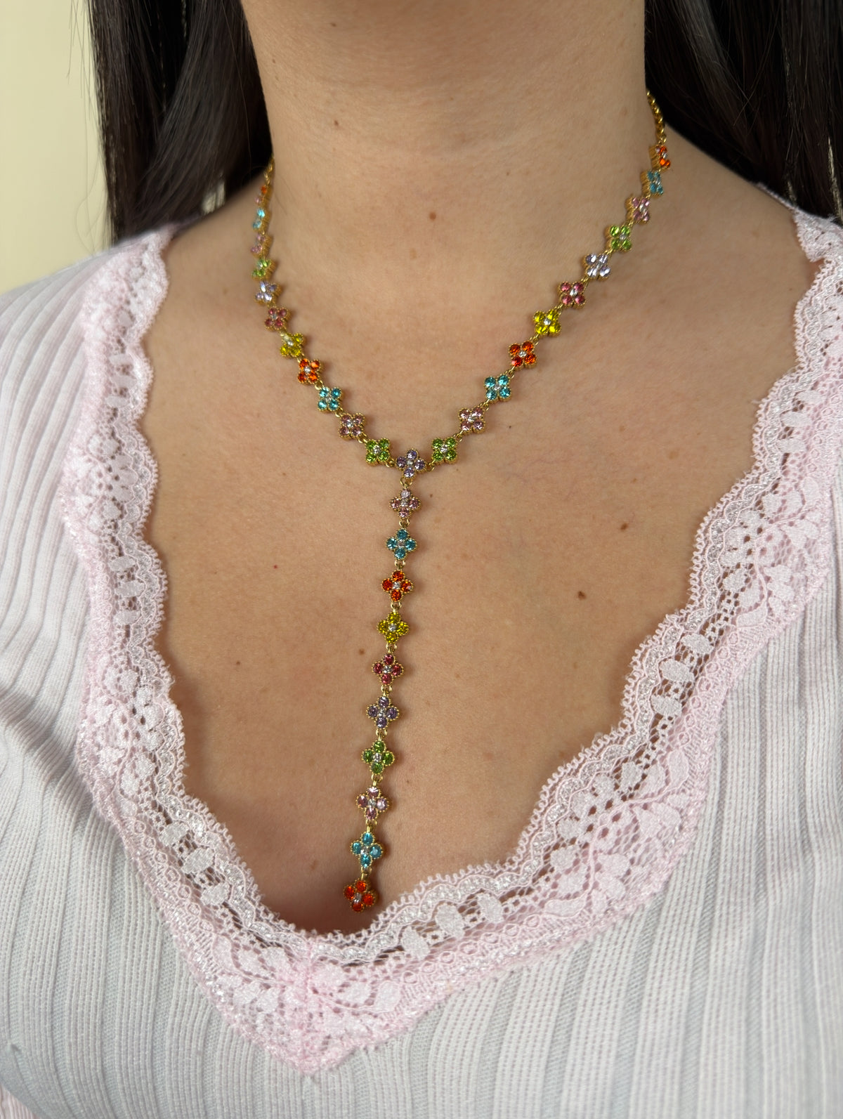 Collier Y Ambre multicolore