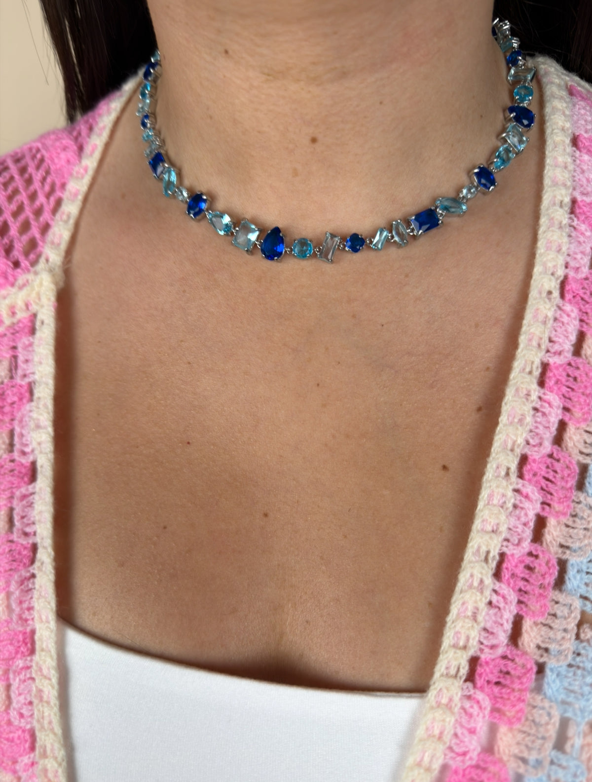 Collier Trésor bleu argent